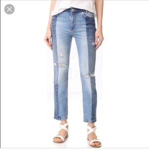 Free People Two Toned Jeans Straight Fit